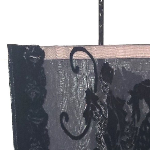 Laura Biagiotti Black Velvet/Silk Patterned Semi-Sheer Scarf - Picture 4 of 4